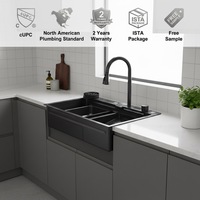 Évier de cuisine multifonctionnel en acier inoxydable SUS304, grand évier à cascade avec robinet à touches de piano, évier simple intelligent, lave-gobelet