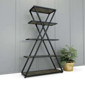 5-Tier Rectangle Iron Frame Storage Rack with Wood and Rubber Stand for Living Room-SFKS022 - Product Image 2