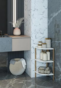 3-Tier Triangle Wooden Shelf <b>Unit</b> Corner <b>Storage</b> Shelf <b>for</b> Bathroom & Living Room - Product Image 6