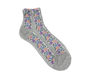 Foylock coreano personalizzato con logo floreale ricamato alla caviglia Boho Design OEM in cotone lavorato a maglia da donna di qualità etnica calze sportive da donna - Product Image 3