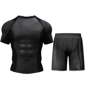 Men Rash <b>Guard</b> Set with Shorts Two Piece Swimwear Quick Dry Surf Suit for Swimming and Snorkeling - Product Image 6