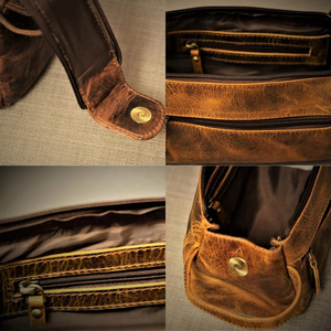Vintage Leather Toiletry <b>Bag</b> Medium Capacity Double Zipper Closure Soft Handle Travel Dopp <b>Kit</b> - Product Image 6