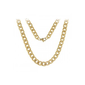 Catena a maglie piatte in acciaio inossidabile placcato oro da 10 mm, lunghezza 60 cm, per creazione gioielli fai da te, 1 unità - Product Image 2