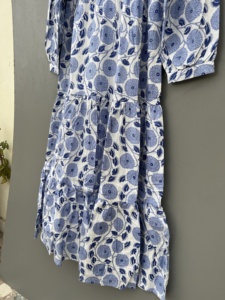 Maxi vestido bohemio hecho a mano para mujer, estampado Floral de algodón, suave, informal, tamaño libre, botón, decoración, diseño estampado Natural para - Product Image 5