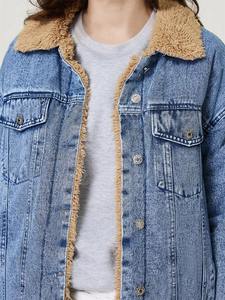 Chaqueta vaquera de un solo pecho acolchada Reversible de Otoño/Invierno Vintage para mujer, ropa de calle de lana de algodón, prendas de vestir exteriores informales - Product Image 3