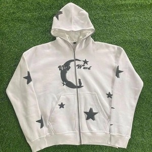 Sudadera con capucha de peso pesado de algodón 100% para hombre con cremallera de moda y estampado de pantalla Diseño desgastado Jersey de invierno con logotipo - Product Image 3