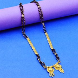 ขายส่ง24K ไมโครทองชุบยาว vati mangalutra, อินเดียเครื่องประดับงานแต่งงาน, เครื่องประดับแบบดั้งเดิม, mangalutra กับลูกปัดสีดำ - Product Image 4