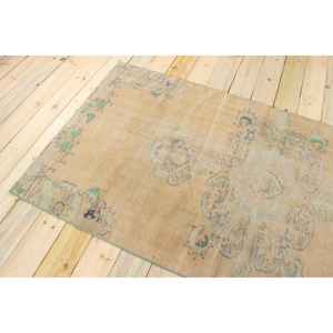 Tapis turc vintage 3,6x7,2 pieds, tapis en laine unie marron - Product Image 3