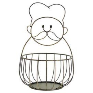 Canasta de Frutas Decorativa de Metal Estilo Vintage con Diseño de Bigote, Organizador de Almacenamiento de Cocina, Canasta de Frutas de Alambre - Product Image 1