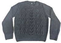 Sudadera de punto informal teñida con cuello redondo y manga larga a cuadros, estilo traje holgado para mujer