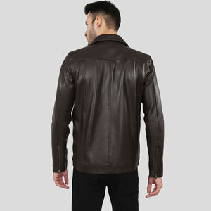 Venta al por mayor personalizado Fitness chaqueta de piel de oveja genuina para los hombres cuello con capucha Color marrón para deportes de motociclismo - Product Image 5