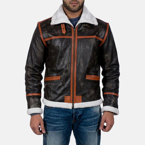 Chaqueta de Cuero para Hombre de Diseño Personalizado, Servicio OEM, Chaqueta Bomber de Piel de Oveja Genuina, Proveedor de Ropa Urbana de Alta Gama para Hombre - Product Image 1