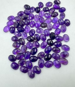 Haute qualité violet améthyste Briolette Checker coupe lâche forme ovale naturelle 8x10mm-15x20mm fabrication de bijoux en gros gemmes - Product Image 2