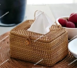 Cajas de pañuelos con soporte de ratán, caja de Navidad, estética, tejida a mano, coche rústico, decoración del hogar, restaurante, novedad - Product Image 5