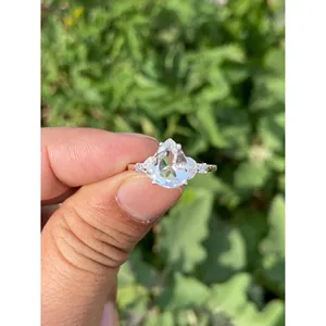 Natural Crystal Quartz Ring 925 Sterling Silver Handmade Gemstone Ring Wholesale Jewelry Supplier - Product Image 1