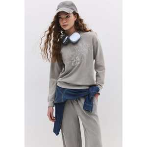 Sudadera con Efecto Desgastado y Eslogan - Product Image 1