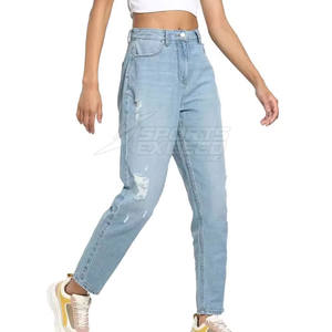 OEM กางเกงยีนส์ของผู้หญิงสำหรับใส่สบาย, กางเกงผ้าฝ้ายเนื้อนุ่มใส่สบาย - Product Image 2