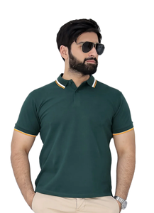 Men <b>Classic</b> Fit Short Sleeve Polo Shirt Casual Breathable Cotton Blend Polo Tee with Contrast Trim Collar Summer Wear - Product Image 4