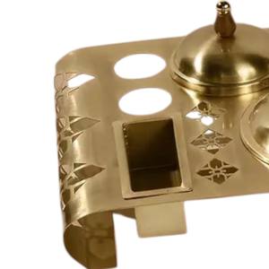 Ensemble de 3 bols à chocolat jetables bon marché en métal doré de conception laser du Moyen-Orient pour le service de fruits secs et de dattes - Product Image 4