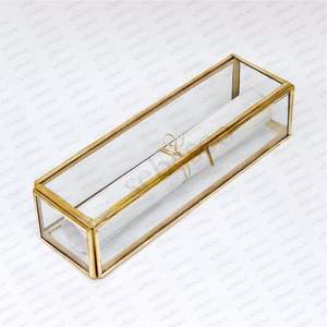 Boîte à bijoux en laiton et verre faite à la main, boîte à bijoux en verre transparent, vente en gros, boîte de rangement décorative pour invitations de mariage - Product Image 6
