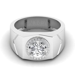 Bague pour homme personnalisée en argent sterling 925 avec diamants Moissanite taille brillant, solitaire rond pour les mariages - Product Image 1