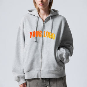 Sweat-shirt décontracté coupe-vent en coton 100% à manches longues avec col roulé et poches, imprimé personnalisé pour femmes, léger pour l'hiver, fermeture éclair intégrale - Product Image 1