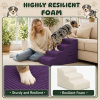 Langlebige rutsch feste Hunde treppe mit hoher Dichte Solides Muster 4-Stufen-Haustierstufen für hohe Betten Couch Wasch bar gebogen Modern für Hunde