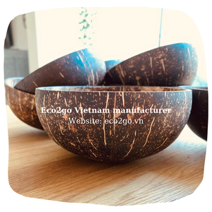 Bol vietnamien en coque de noix de coco, naturelle et durable avec Logo Laser à gravure gratuite fabriqué par ec2go pour une utilisation saine - Product Image 2