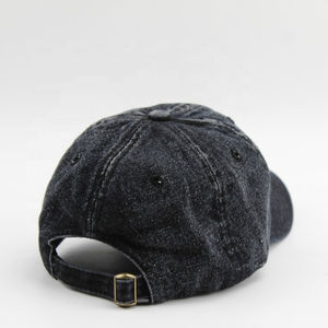 Gorra de béisbol ajustable vaquera negra lisa, gorra de béisbol personalizada al por mayor - Product Image 5