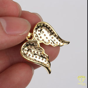 VVS Lab Grown Diamond Micro Pave Angel Wings Pendentif Bicolore Bling Plume Charme Élégant Fine Jewelry - Product Image 5