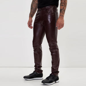 กางเกงหนังแท้สำหรับผู้ชายกางเกงหนังแท้สำหรับผู้ชายกางเกงหนังสไตล์ล่าสุด - Product Image 3