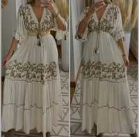 Robe Longue Blanche Style Bohème Chic pour Filles 100 % Coton Écologique Décontractée Fête Femmes Robes Bohémiennes Fabrication