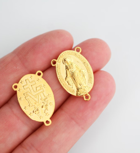 맞춤형 도매 기적의 메달 로사리오 센터피스 22x14mm - 실버, 브론즈, 골드 색상으로 제공 - Product Image 4