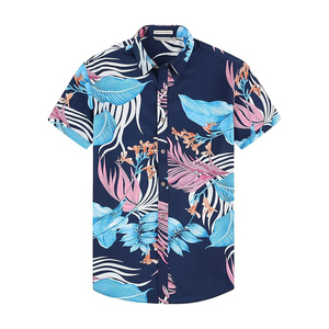 Wholesale Anti-Wrinkle Breathable Quick Dry Polyester <b>Men's</b> Collar Stripped Golf <b>Shirt</b> Spring Floral <b>Hawaiian</b> Beach T-<b>Shirts</b> - Product Image 6