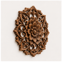 Décoration murale florale tendance en bois d'acacia, artisanale, design circulaire traditionnel, pour Diwali, anniversaire, mariage