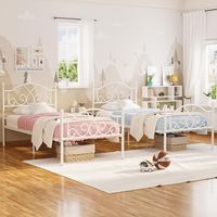 Vente directe fabricant – Cadre de lit double en métal OEM personnalisé avec tête de lit haute – Moderne, réglable et durable pour chambre à coucher