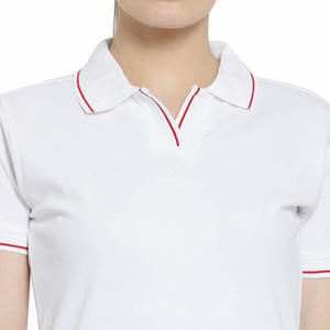 Polo de LICRA de alta calidad/algodón orgánico para mujer, camisa Polo de moda de ajuste Regular de Color blanco, ropa de verano para mujer, camisas personalizadas - Product Image 6