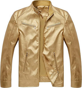 Chaqueta de motorista acolchada ajustada original con cierre de cremallera frontal de cuello levantado y tela de lona de invierno de diseño versátil y elegante - Product Image 1