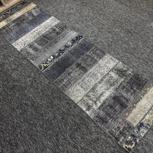Tapis vintage 2,4 x 8,1 pieds, petit tapis turc, tapis gris patchwork - Product Image 3