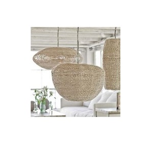 Handwoven Farmhouse Design Hanging Pendant <b>Light</b> Rattan Wicker Lampshade Chandelier Warm White <b>LED</b> Kitchen Island Living Room - Product Image 4