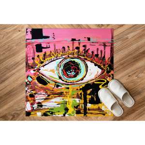 Alfombra con Diseño de Graffiti de Ojos, Alfombra Rosa, Alfombra de Ojos Colorida, Alfombra de Graffiti, Alfombra Estampada, Alfombra Suave No Tejida - Product Image 4