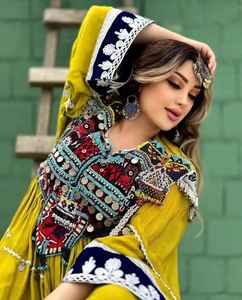 เดรสยาวสไตล์วินเทจของชนเผ่าอัฟกานิสถานกระโปรงจีบขนาดพลัสไซส์ - Product Image 4