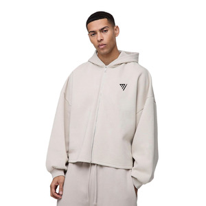 Zip Up personnalisé poids lourd surdimensionné 100% coton vierge polaire Streetwear pull à capuche pour hommes nouveaux sweats à capuche tendance - Product Image 2