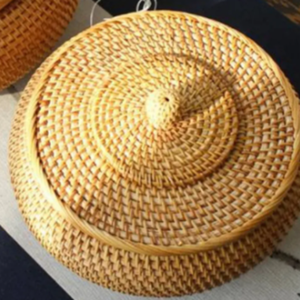 Classique Viet Nam tissé panier de rangement plaque motif rotin osier artisanat poignée pliable pour la décoration de la maison fleur cadeau panier - Product Image 3