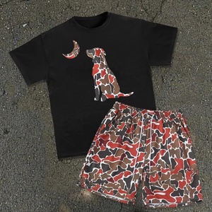 Wholesale Custom Men Summer Streetwear T Shirt and Shorts <b>Set</b> Casual Cotton Breathable Two Piece Sportswear Outfit - Product Image 1