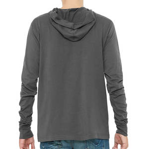 Pullover Cotton Poly T-Shirt Hoodie Washed Coal Grey Sweatshirt - Product Image 3