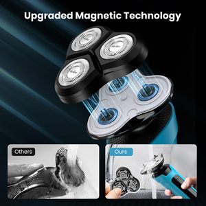 Kit de toilettage 5-en-1 alimenté par USB, rasoir électrique pour hommes avec triple lame et tête flottante, rasoir rotatif, étanche IPX7 - Product Image 4