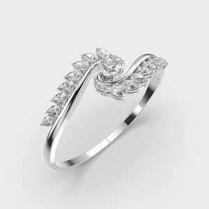 IGI Certified Lab Grown Round & Pear Diamond Floral Swirl Bangle <b>Bracelet</b> in <b>Solid</b> 925 Sterling <b>Silver</b> - Product Image 2