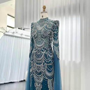 Lujoso vestido de noche con bordado de cuentas y lentejuelas, perfecto para eventos formales, galas y ocasiones especiales - Product Image 2