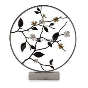 Flores y hojas multicolores Diseñador Heavy Duty Metal Forma redonda Escultura Hogar y Hotel Dormitorio Decoración Suministros - Product Image 1